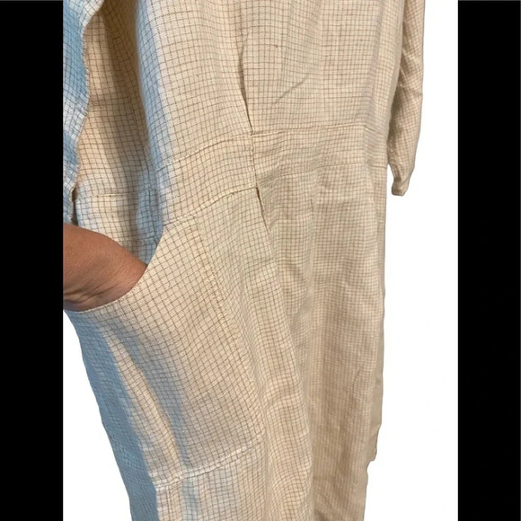 Unbranded Cotton Linen Blend Checked Pattern Dress - Picture 3 of 8